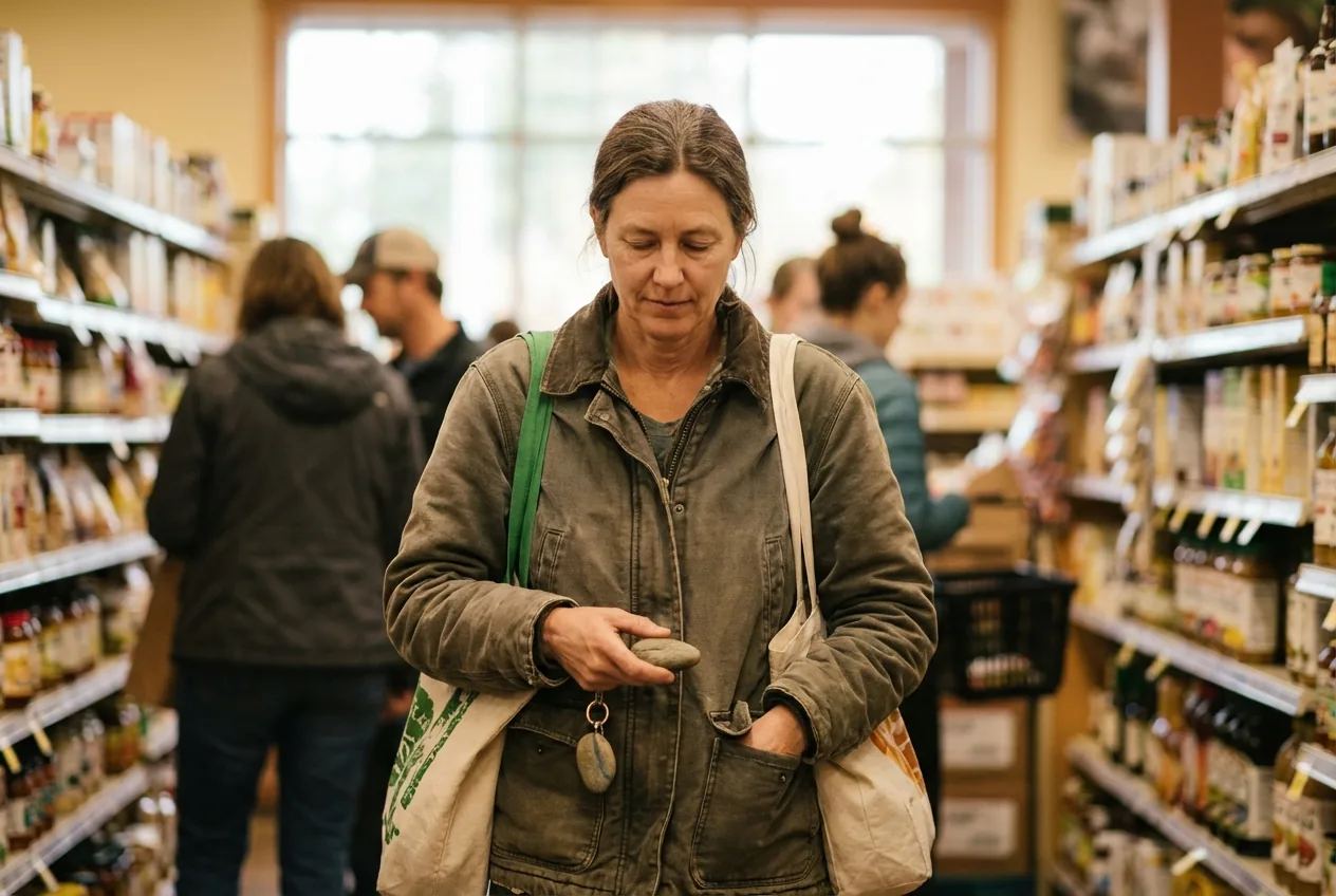 A woman looking overwhelmed and anxious while shopping in a grocery store, representing how anxiety disorders can disrupt everyday routines and tasks.