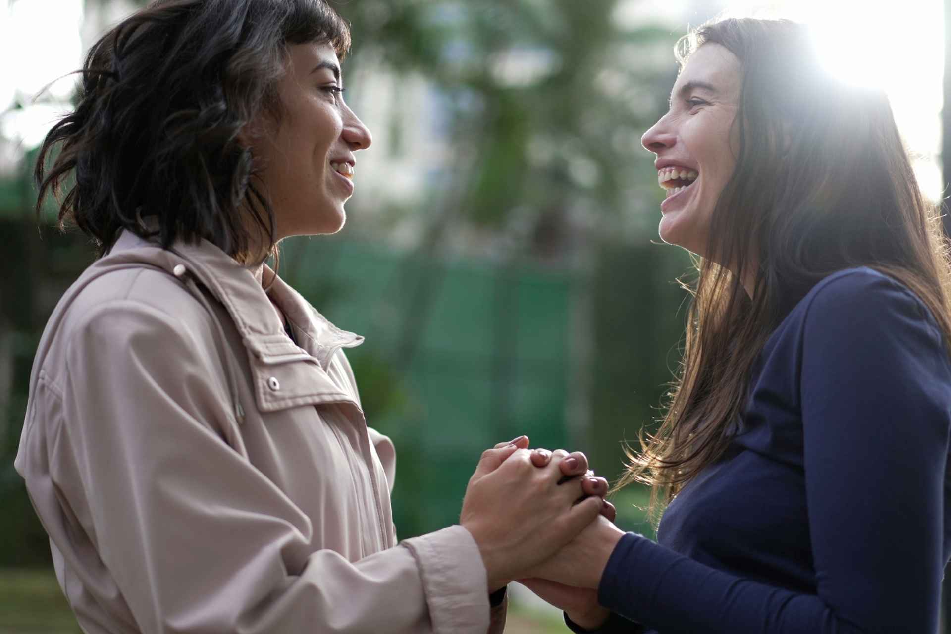 Two women connecting during mental health aftercare and ongoing recovery support.